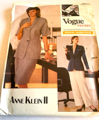 Vogue Career 2296 Größe 10/12 Jacke Rock & Hose ungeschnitten 1989 klassisches Design