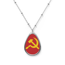 Retro Russia USSR Hammer Sickle Pendant Necklace