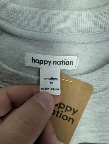 Happy Nation by Victoria Secret Gray Crop Crewneck Sweatshirt Girls +Medium NEW - Picture 4 of 13