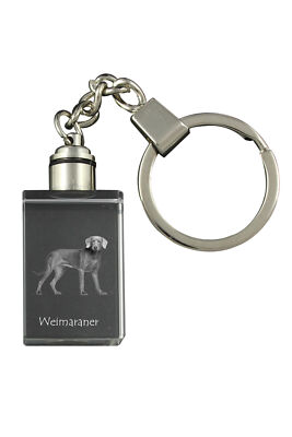 Weimaraner, Weimaraner Pointer - Keychain Made Of Crystal With Dog Photo