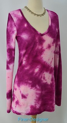 GIMMICKS BKE Buckle TIE DYE knit top blouse shirt distressed long t tee SZ L NEW