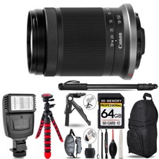 Canon RF-S 18-150mm f/3.5-6.3 STM Lens -Slave Flash Tripod-64GB AccessoryBundle
