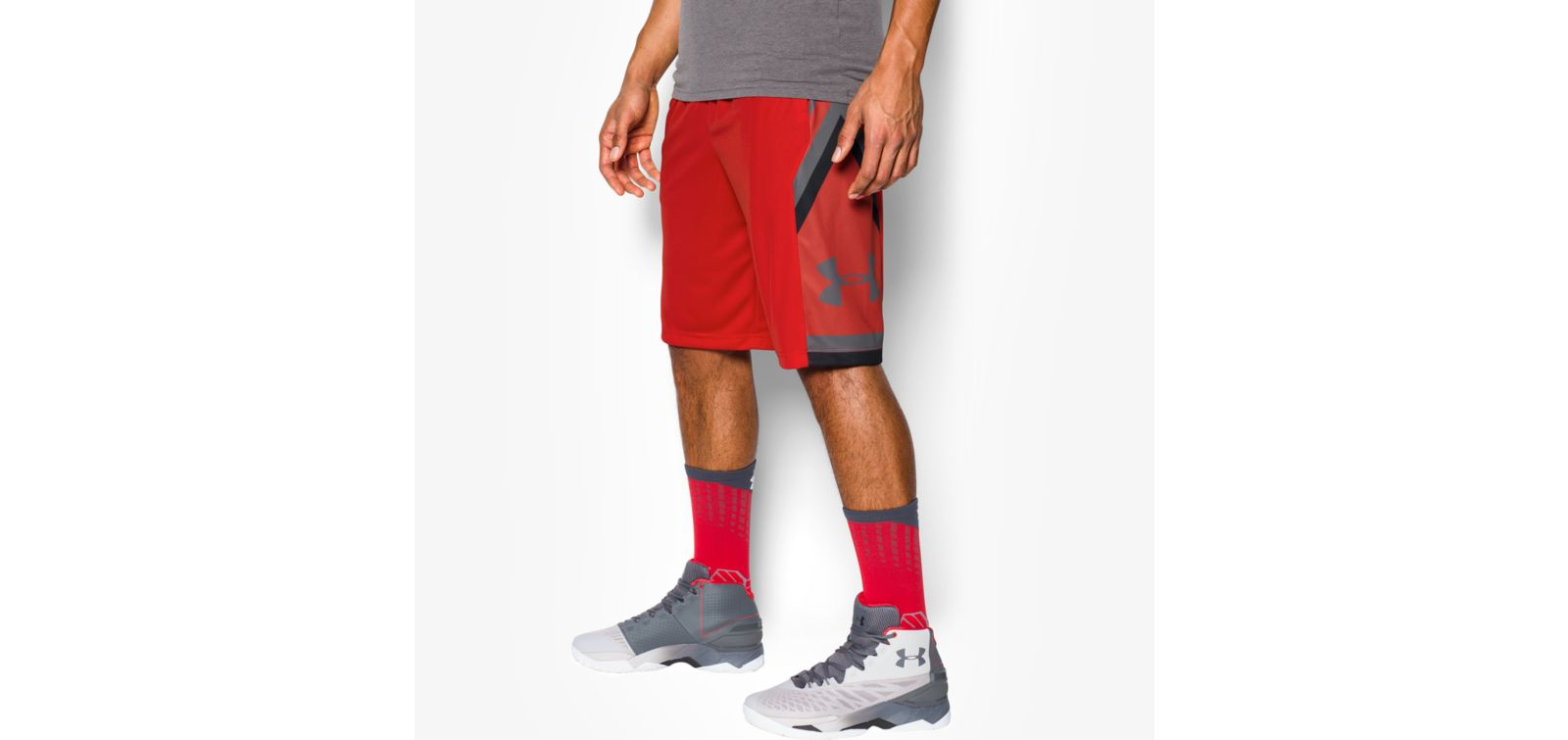 Mens UA Vector 11" Under Armour Basketball Red White Black Gray
