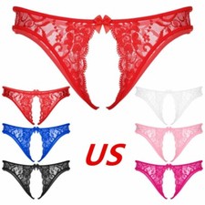 Mens Sissy Floral Lace G-String Thongs Underwear Crotchless Lingerie Panties