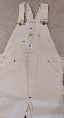 SEARS Roebuck UNION MADE Painter Bib Overalls WHITE 34/32 Card