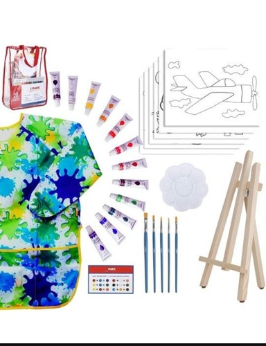 Kids Paint Set for Boys – 28-Piece Acrylic Painting Supplies Kit with Storage