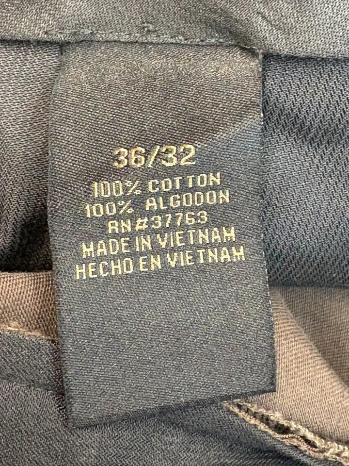 Pantalones de vestir Axist marrón oscuro plisados con bolsillo frontal 100 % algodón para hombre 36x32 Foto 3 de 4