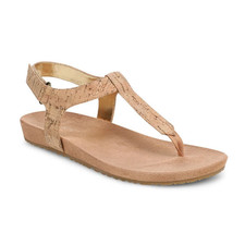 Vionic's Palisades Toe Post Ankle Strap Sandal, Gold Cork