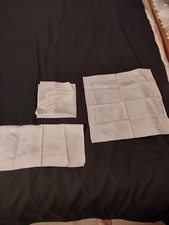 Set of 3 White Floral Damask Cloth Napkins 17" x 17" Jacquard Table Linens