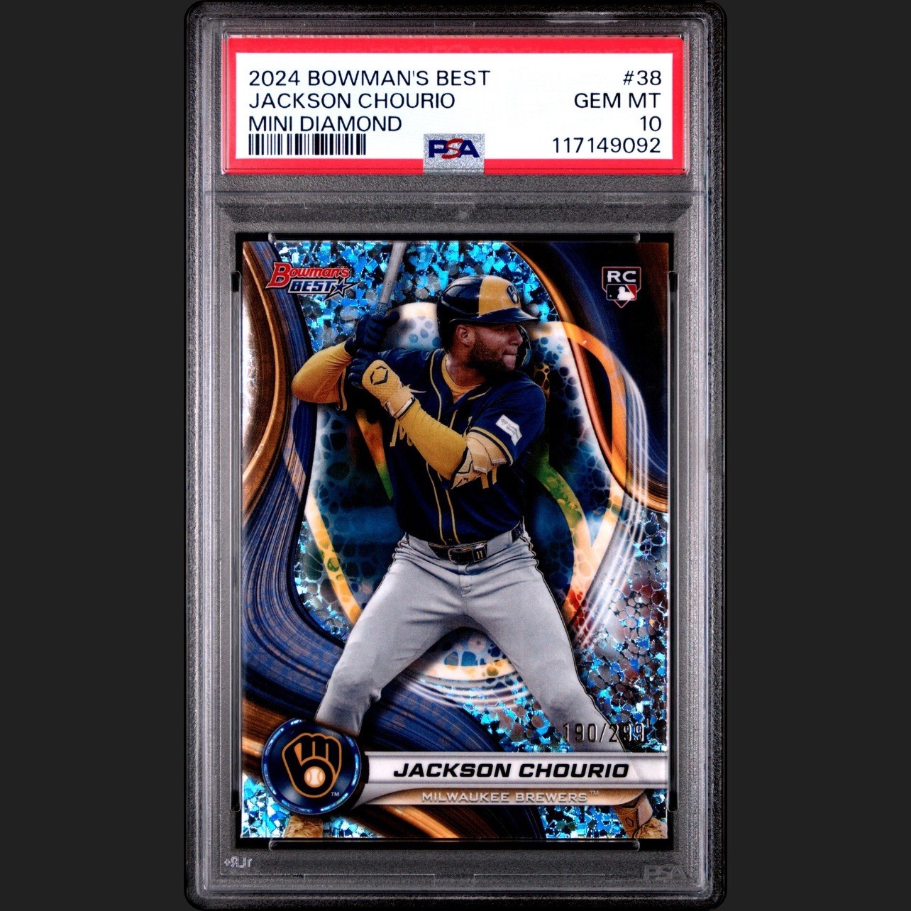 2024 Bowman's Best Jackson Chourio #38 Mini-Diamond Refractor /299 (RC) PSA 10