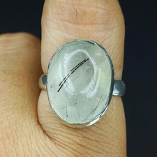 Natural Rutile Quartz Gemstone Handmade 925 Sterling Silver Ring Size-8 US