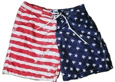 Trunks Surf  Swim Co Red White Blue American Flag Swim Shorts Large 30" Waist