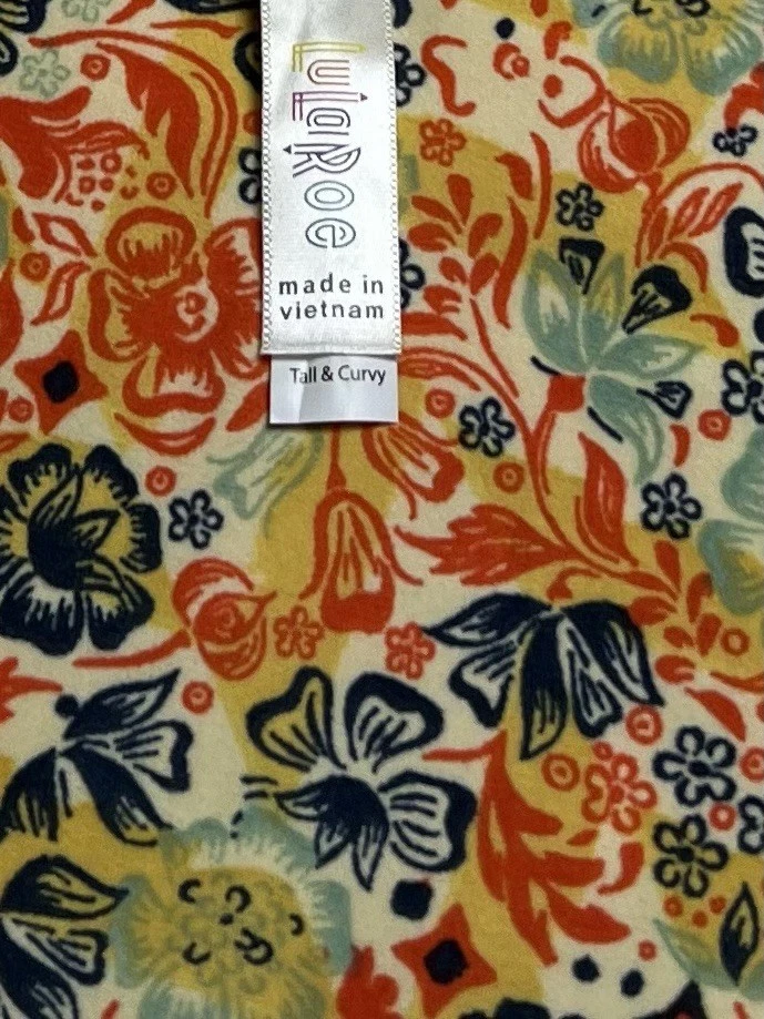 LuLaRoe Leggings TC Tall Curvy Fall PAISLEY Colorful Hippie Flower Stretchy Fit - Image 4 of 4