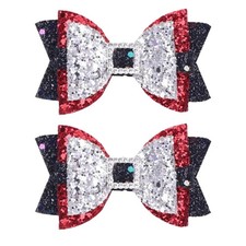 2Pcs Glitter Christmas Hair Bow Clips - 3.5'' Sparkly Sweet Handmade Sequin A...