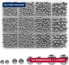 2700pcs Spacer Beads 3mm 4mm 5mm 6mm,Silver Assorted Round Beads for Bra