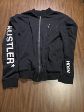 Hudson Outerwear mens 100 AUTHENTIC L/S zip up track jacket black size large