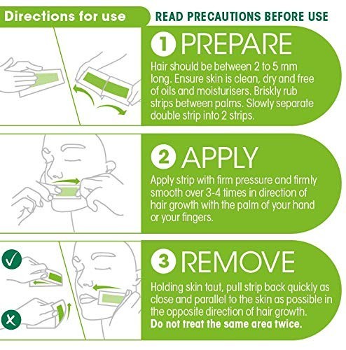 Nad's Facial Wax Strips - Hypoallergenic All Skin Types - Facial Hair Removal