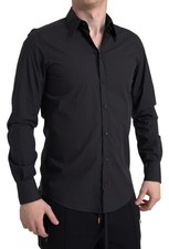 Dolce & Gabbana Black Cotton Men Long Sleeves MARTINI Men's Shirt Authentic