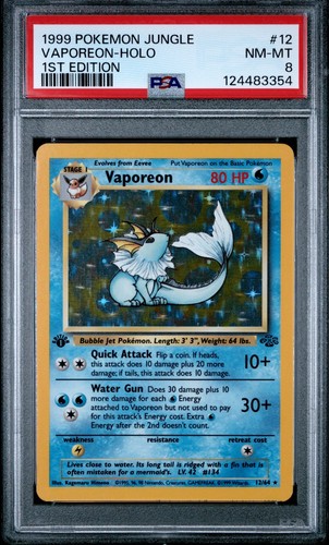 Vaporeon (1st Edition) graded PSA 8 for sale on eBay