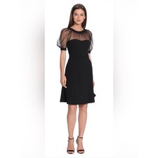 Maggy London  Lyra Illusion Fit  Flare in Black Dress size 6
