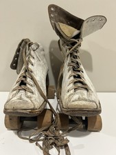 Vintage Chicago Roller Skates White Leather Union Made Pact No 260  Skate Box