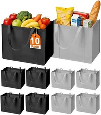 Reusable Grocery Shopping Bags 10 Pack Large Foldable Tote Bags Bulk, Eco Produc