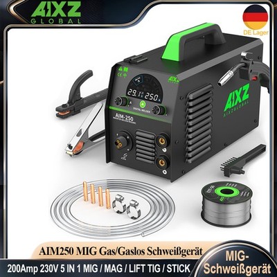AIXZ 5-in-1 200A Schweißinverter 220V Gas/Gaslos SYN MIG/MAG/TIG/MMA Heimwerker