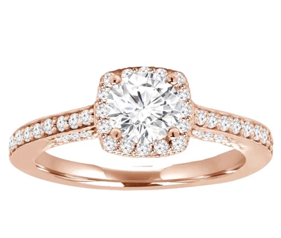 1,00 Ct Laborgefertigte Diamant Vintage Verlobungsring Für Damen In 14K Roségold - Bild 1 von 4