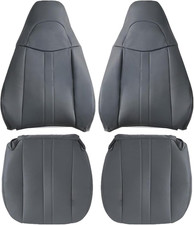 Gray Leather Driver and Passenger Bottom  Top Lean Back Replacement Seat Cover