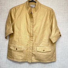 Chico s Sparkly Gold Linen Short Sleeve Jacket