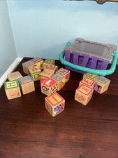 Vintage DISNEY Lot of 17 Wooden Blocks Winnie The Pooh Tigger Piglet Alphabet