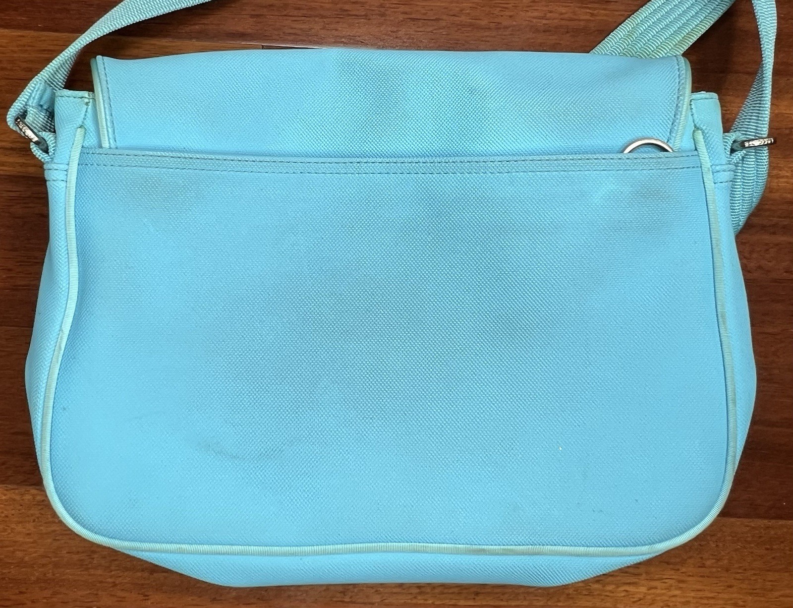 Lacoste Messenger Bag Sky Blue PVC New Classic 40 Retro Stripes *Needs Cleaning* thumbnail 13