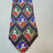 Vintage 1996 Hallmark Holiday Traditions Silk Santa Christmas Tie Made in USA