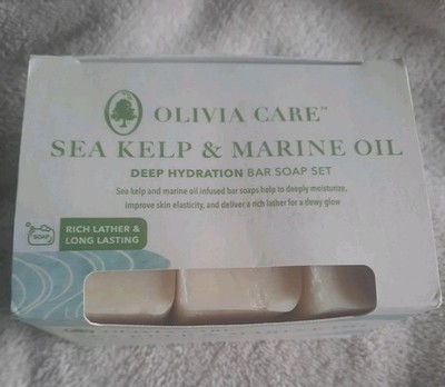 OLIVIA CARE Sea Kelp & Marine Oil Deep Hydration Soap Set 3 Bars Total 15 Oz
