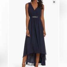 Eliza J Navy Blue Rhinestone Embellished High Low Maxi Dress NEW| 6