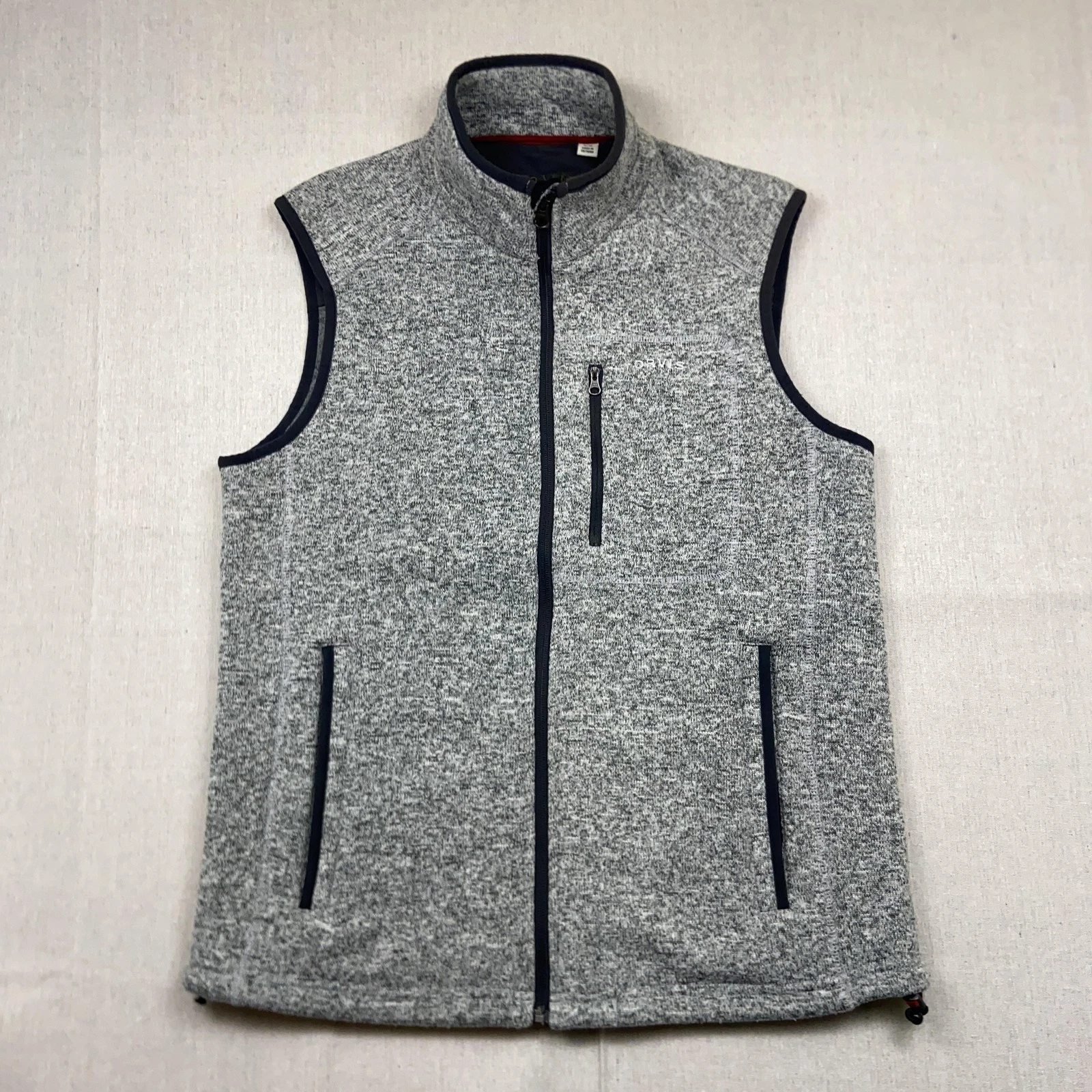 Orvis Vest Mens Size M Gray Fleece Full Zip Hiking Travel Pockets Lined Outdoor