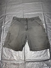 Vintage 2000s Carhartt Carpenter Utility Shorts Gray Canvas B147 FAT Sz 36 Y2K