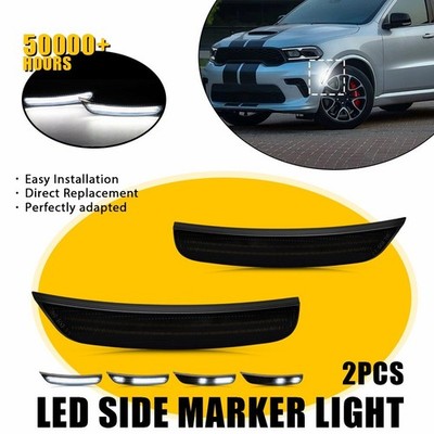 2X Front Fender LED Side Marker Light Smoked For 2021 22-2025 Dodge Durango EOOH