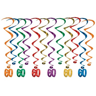 Beistle '60' Whirls - 12 Piece - Birthday-Age Specific | Party Supply