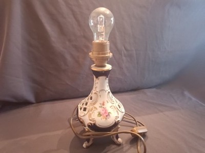 Lindner Tisch Lampe,Porzellan, Cobalt Cardinal Handbemalt