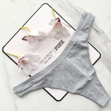 PINK Victoria's Secret Seamless High-Leg Marl Thong Panty Grey Oasis S/M/L/XL