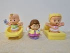 Fisher-Price Little People Vintage Highchair And Bed Mom And Babies Lot