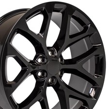 24x10 Gloss Black 5668 Wheels Set Fit Silverado Tahoe Suburban Snowflake Rims
