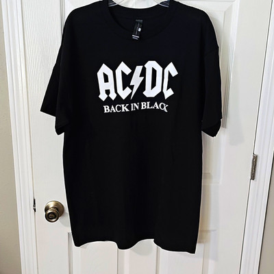 AC/DC Back in Black Graphic Tee Black Men's XL Crew Neck Short Sleeve