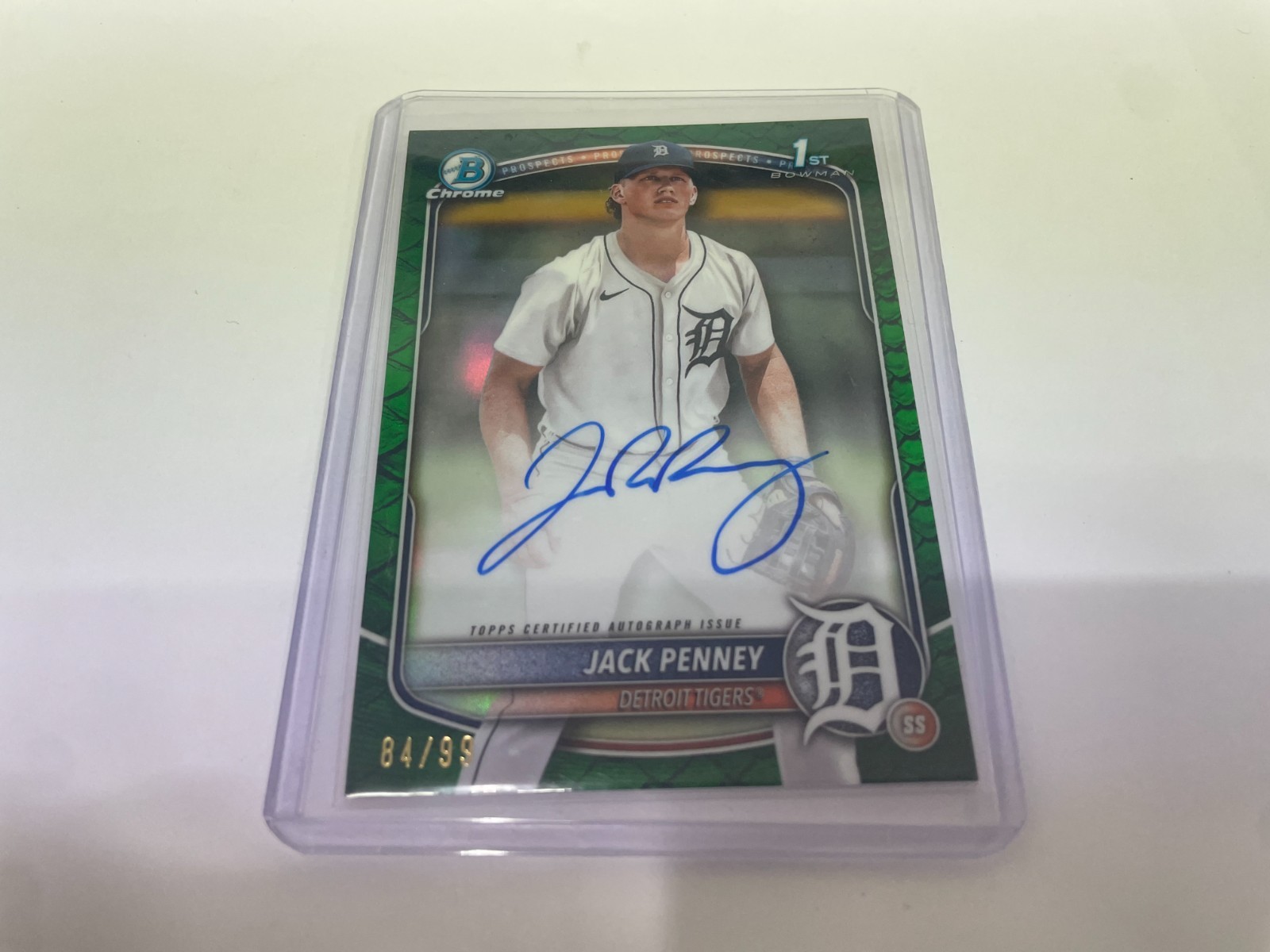 JACK PENNEY 2025 BOWMAN CHROME 1ST BOWMAN GREEN REFRACTOR AUTO 84/99 CPA-JPY