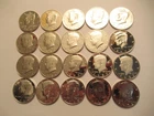 Lot of 20 Kennedy Half Dollars, 3 silver, mix dates