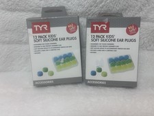 Tyr Silicone Kids Earplugs For Swimming 2 Packs Of 12 Reusable Case Included New