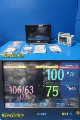 Philips IntelliVue MX700 Monitor W/ X2 + M3012A Module, Rack & NEW Leads ~ 38275