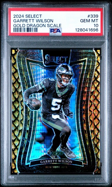 2024 Panini Select - Garrett Wilson #339 - Gold Dragon Scale Prizm /10 - PSA 10