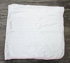 Carters Baby Girl Receiving Blanket Swaddle Pink Gray Dots Nursery Cotton EUC!